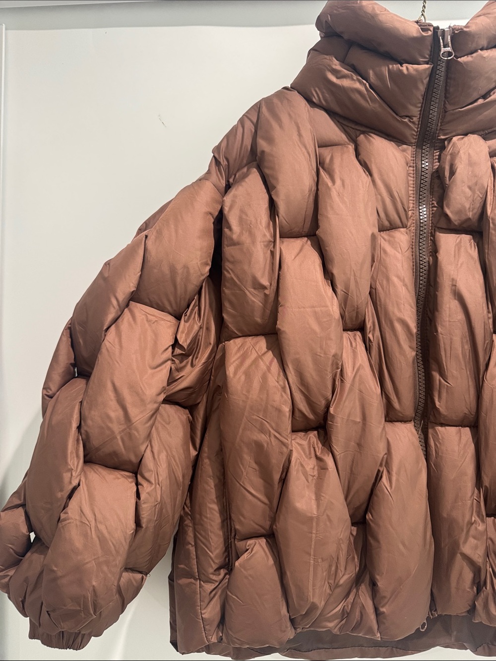 Bottega Inspired Statement Coat Size L
Oversized Chocolate Brown Puffer Jacket - Picture 4 of 7